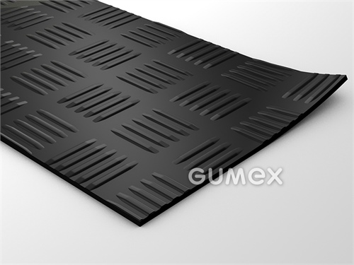 Dielektrický koberec D70 A601 S, tloušťka 3,5mm, šíře 1200mm, kategorie 20kV, 65°ShA, desén kladívkový, NR-SBR, -20°C/+70°C, černá